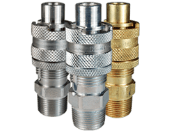 Pneumatic quick disconnect couplings in brass steel and stainless steel